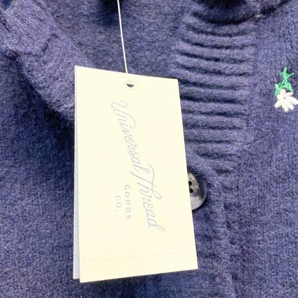 Universal Thread Women's Button Front Cardigan Navy Blue Floral Size XS - Picture 4 of 6
